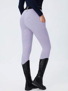 ROYALS MATTINI Women's Equestrian Cycling Pants With Convenient Pockets On Both Sides Fall Sports - Mauve Purple - View 3