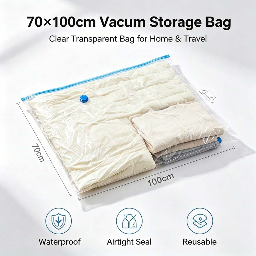 5/3PCS Portable Travel Storage Bags Large Capacity Compression Bags Reusable Vacuum Bags Foldable Organizer Bags Luggage Bags Dust-Proof Packaging Cubes Moisture-Proof Bags Anti-Moth Space-Saving Suitable For Clothes Wardrobe Back To School Season - Multicolor - View 1