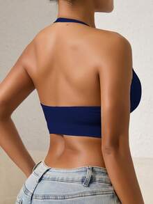 1 chiếc áo ngực thể thao nữ kiểu racerback, thoải mái cho tập thể dục, yoga và các hoạt động thể thao khác. - Xanh đậm - Xem 5