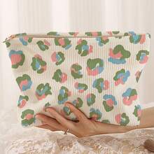 1pc Portable Leopard Print Double-Sided Zipper Makeup Bag, Multi-Function Travel Toiletry Storage Pouch - Multicolor - View 6
