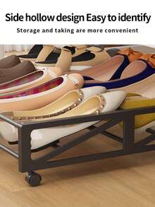 Under Bed Sliding Shoe Rack With Wheels, Space-Saving Shoe Storage Organizer For Dorm, Home And Sofa, Slanted Design To Prevent Shoes From Getting Stuck - View 6