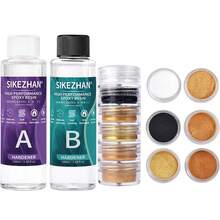 Resina Epoxi Transparente AB, Pegamento Sin Burbujas, Relleno de Metal, Juego de Herramientas para Fabricación de Moldes, 6 Colores, Polvo de Mica, Materiales para Joyería, Arte de Uñas,ón Artesanal, - pegamento AB 200 ml - Ver 7