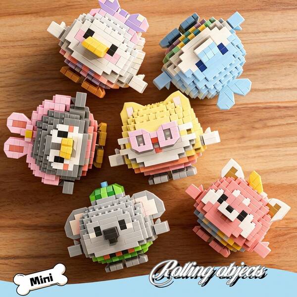 1pc Creative Micro Particle Mini Animal Building Block Series, ABS Material, Includes: Penguin, Cat, Koala, Raccoon, Dolphin, Duck And More Cute Animal Elements. Children's Building Block Toy Set, Soft Building Block Mat. DIY Educational Stress Relief Toy, Girls Gift, Birthday, Christmas Gift.