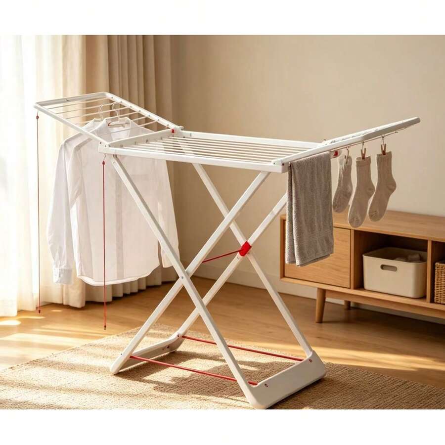 Large Wing-Shaped Clothes Drying Rack For Balconies And Courtyards, Foldable And Storage, Suitable For Indoor And Outdoor Use, Floor-Standing. - A - View 1