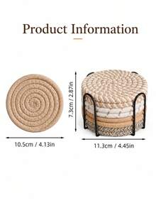 Minimalist Woven Coaster Set With Storage Rack, 4-Color Absorbent Drink Coasters, Heat-Resistant Thickened Insulation Pads, Suitable For Coffee Cups, Mugs And Glass Cups, Kitchen Tabletop Protection And Home Decor - Multicolor - View 10