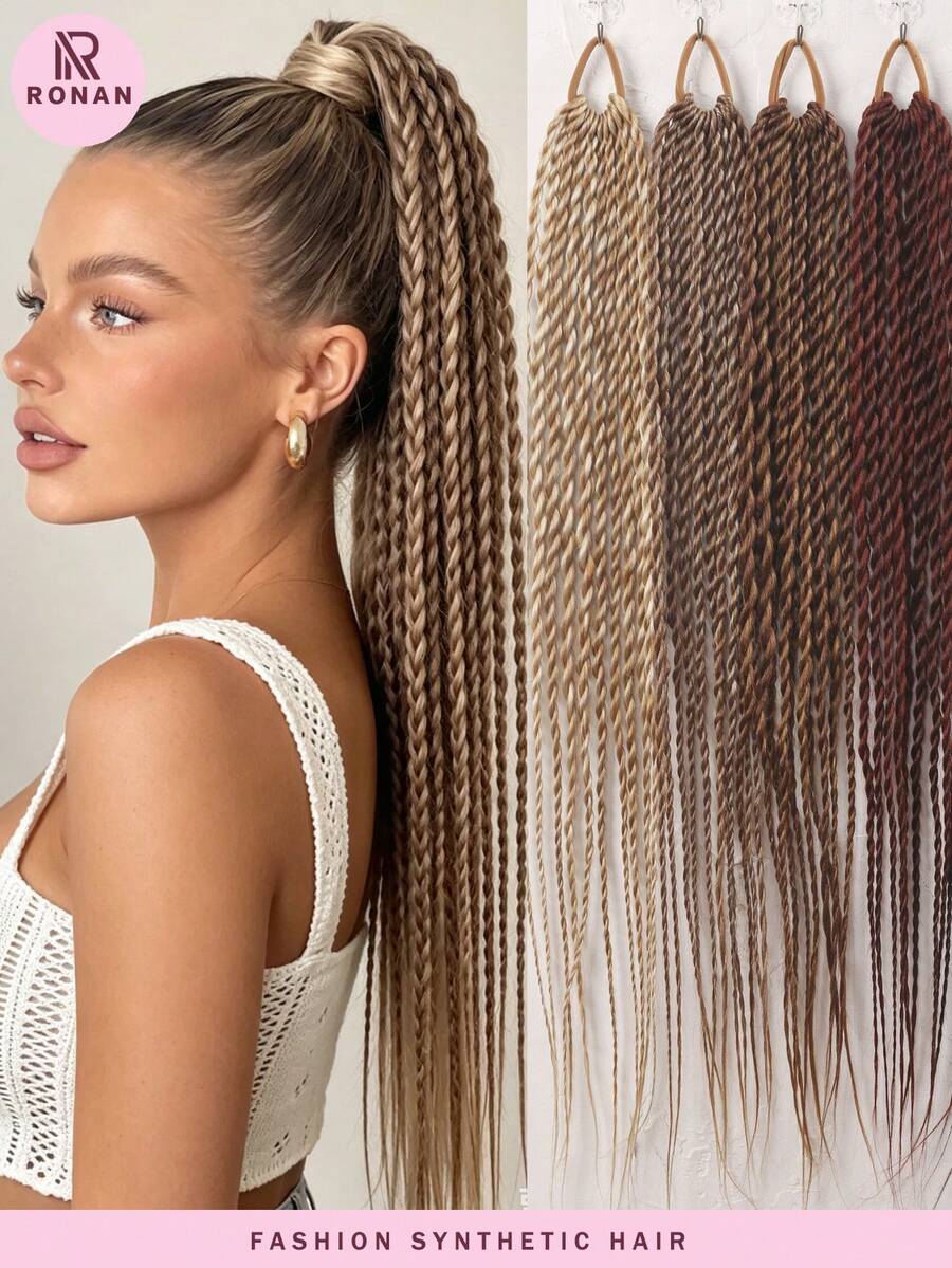 1pc 24 Inch Twisted Ponytail Wig, Heat Resistant Synthetic Hair
