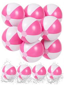 6/3pcs Inflatable Beach Balls, Large Rainbow Beach Ball Bulk Pack, Suitable For Pool Party, Adult Summer Pool Games, Beach Games, Hawaiian Pool Party Favors - Pink - View 4