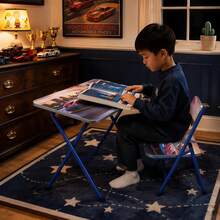 Foldable Children's Table And Chair Set With Cute Patterns, Sturdy Metal Frame, Children's Desk Suitable For Writing, Drawing, And Playing - Set D - View 7