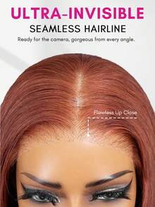 ISEE HAIR Reddish Brown Color Wear Go Straight Layer Pre-Cut Glueless Lace Wig 7*5 Transparent Lace Pre-Plucked Hairline 180% Density 16-24 Inch Real Human Hair Daily Use For Women - S33D - View 4