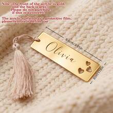 30/50pcs Customized Tassel Acrylic Gold Mirror Finish Wedding Place Cards, Bookmarks, Seat Cards, Heart Hollow Design, Name & Date Party Table Decor - Multicolor 5 - View 2