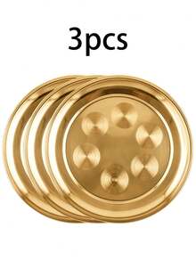 6pcs/3pcs/1pc Gold Round Patterned Stainless Steel Dinner Plate Set, 25cm/9.8in Size, Multi-Piece Combination, Luxury Holiday Banquet Atmosphere, Suitable For Daily Restaurant Kitchen Food Display, Restaurant Gathering, Outdoor Dining, Party, Kitchen Utensils, Easy Storage, Ramadan, Wedding, National Day, White Day - Multicolor - View 13