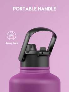 Meoky 64oz Insulated Water Bottle With 2-In-1 Straw And Spout Lid, Large Capacity, Leak-Proof, Keeps Drinks Cold For 24 Hours, Double-Wall Stainless Steel Sports Water Bottle, Suitable For Fitness, Sports, Travel And School Use - Plum Purple - View 3