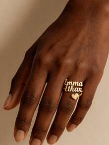 Customized Name Ring, Women's Ring, Women's Jewelry, Personalized Name Ring, Stainless Steel Jewelry, Women's Open Ring, Personalized Fashion Minimalist Stainless Steel Multi-Layer Name Open Ring, Holiday Celebration Daily Matching Family Ring, Friendship Ring, Gift For Her - Multicolor - View 8