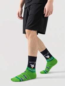 1/3/6 par kreativa golfstrumpor för herrar, bekväma och andningsbara mid-calf-strumpor, långa och roliga crazy happy socks för män - Multifärgad - Visa 4