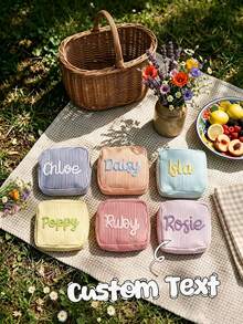 Customized Makeup Bag, Handmade Personalized Name Storage Bag, Portable Sanitary Pad Bag, Period Storage Bag, Carry-On Small Bag, Cute Storage Bag, Best Friend Gift, Birthday Gift, Cosmetic Storage Bag, Small Practical Storage Bag, Personalized Custom Bag - Multicolor - View 3