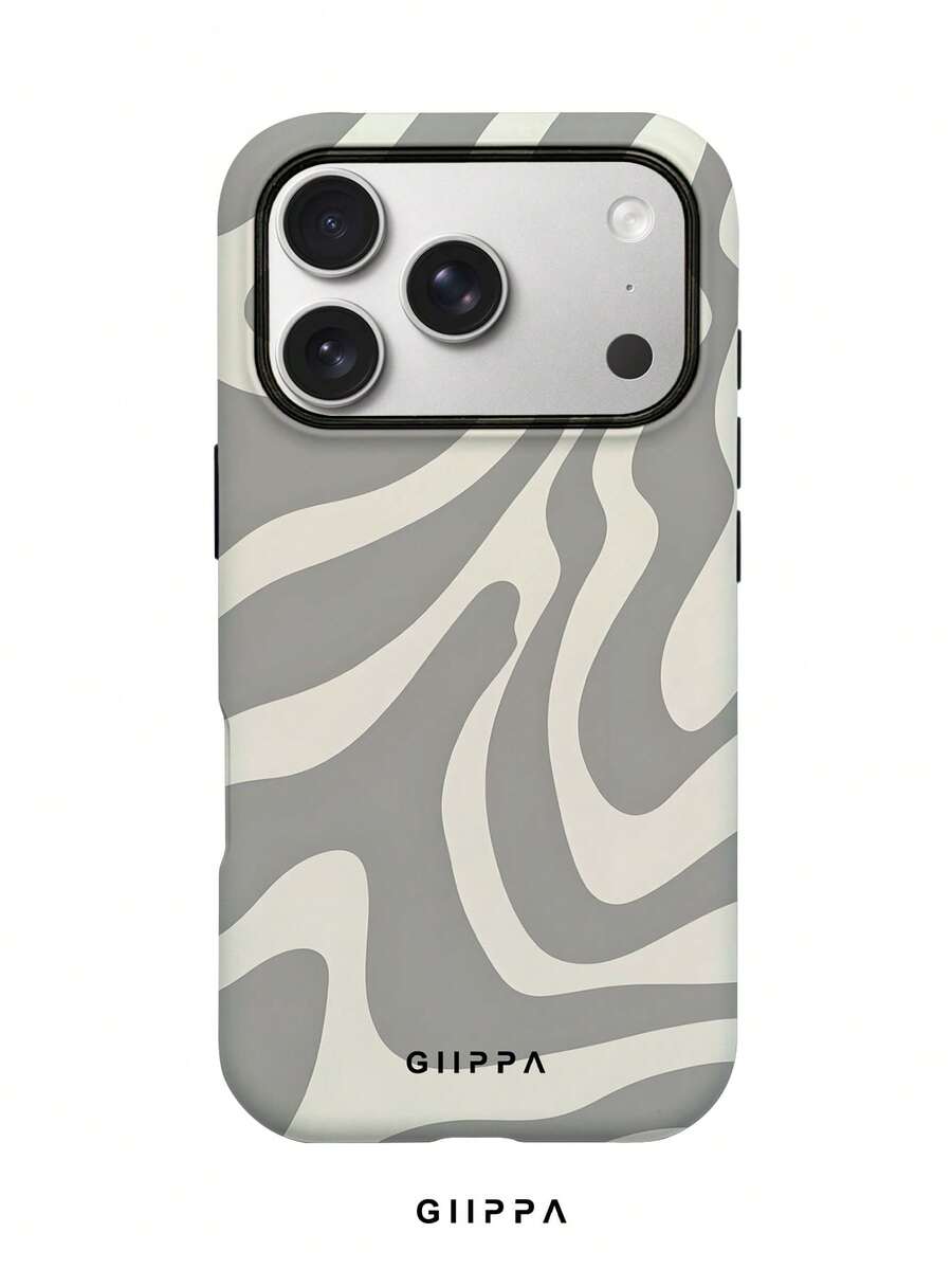 GIIPPA 1pc Grey Asymmetric Wavy Pattern Design, Phone 17 Pro Max Phone Case, Compatible With Phone 16 Pro Max, 15 Pro Max, 14 Pro Max, Korean-Style High-End Fashionable And Interesting Phone Case, Compatible With 11/12/13/14/15/16 Pro Max Plus, Elegant Design Suitable For Men And Women, Perfect Gift For Girlfriend On Christmas, Valentine's Day, Easter, Wedding Season And Birthday! - Multicolor - View 1