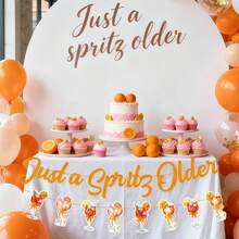 1 Set Just A Spritz Older DIY Banner Kit, Orange Glitter Cocktail Style Flag Banner With Spritz Glass Cutout, Aperol Spritz Theme Party Decoration, Citrus Cocktail Hanging Letter Garland, Suitable For 30th/40th Birthday, Bridal Shower, Bachelorette Party - A - View 5