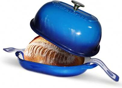 horno de pan de hierro fundido horno de pan de 6 cuartos molde para pan esmaltado grueso con tapa moldes para pan casero olla holandesa de 14 5 para hornear pan olla holandesa con tapete de silicona