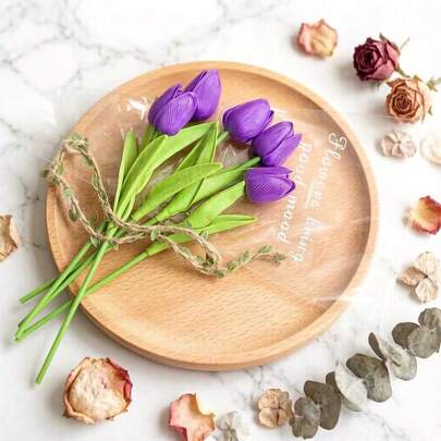 5pcs Artificial Tulip Bouquet Faux Flowers Living Room Decoration Table Centerpiece Floral Arrangement Best Gift For Girls Suitable For Atmospheric Photography