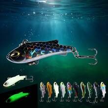 HENGJIA 沉水 VIB 釣魚路亞 4g 微振動硬餌 震動搖擺發光雷射鱗片仿真餌，適用於鱒魚、鱸魚、淡水魚 - 彩色 - 查看 3