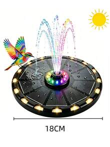 1件裝彩色夜燈太陽能鳥浴盆噴泉，UFO造型水泵，適用於花園、露台、庭院，自動開關太陽能噴泉，鳥浴盆野生動物花園裝飾，戶外居家後院景觀美學無池水景燈 - 飛碟款 - 查看 3
