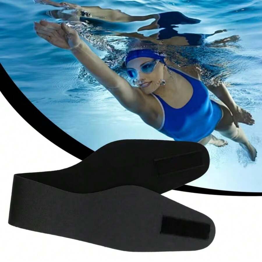 1pc Adjustable Ear Cover Swim Cap Headband, Made Of Waterproof Neoprene Material, Effectively Prevents Water From Entering Ears, Suitable For Swimming Lessons, Water Sports, Fitness And Bathing, Pool Accessory - A - View 1