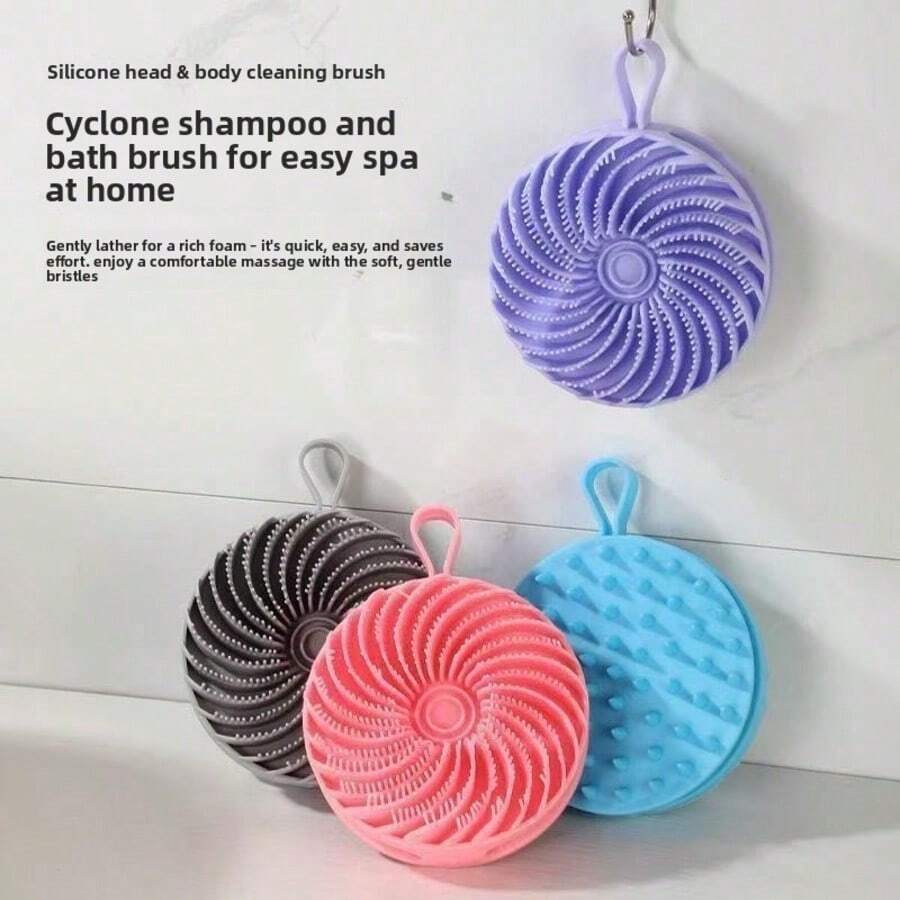 1pc Silicone Bath Brush, Also Functions As Scalp Massager, Painless Exfoliating Bath Brush, Suitable For Hair Washing - Multicolor - View 1