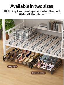 Under Bed Sliding Shoe Rack With Wheels, Space-Saving Shoe Storage Organizer For Dorm, Home And Sofa, Slanted Design To Prevent Shoes From Getting Stuck - View 7