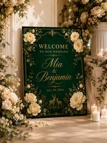 Customized Wedding Welcome Sign, Customized Plaque, Wedding Plaque, Personalized Plaque, Personalized Welcome Sign, Party Gift, DIY Party Entrance Sign, Upload Your Photo, Suitable For Birthday, Retirement, Wedding Party And Home Decor, Photo Welcome Sign - Multicolor - View 2