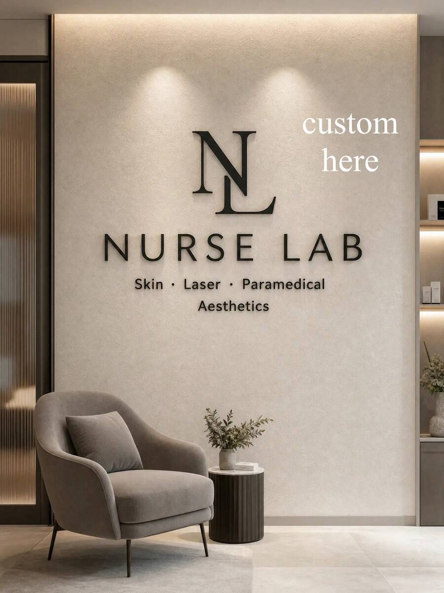 客製化壓克力雷射切割沙龍招牌,適用商業工作室精品店,可自訂 Logo 與名稱,睫毛美容沙龍展示裝飾,美甲服飾店招牌,僅限壓克力材質工作室招牌 - 彩色 - 查看 1