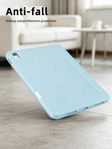 極簡筆記本風白色冰藍彩繪筆槽保護殼，適用於 iPad Mini 6/Mini 7/9.7/10.2/10.5/Air 4/Air 5/10th/10.9/Pro 11"/Air 11(M2)/12.9/Pro 11 2024(M4)/Air 13(M3 2025)/Air 11-Inch(M3) 2025/(A16) 11 Inch 11th Generation 2025，9.7 和 10.2 為左側筆槽，其他機型為右側筆槽，三折平板保護殼附筆槽，TPU 軟邊全包防摔耐磨，蜂巢散熱，磁吸休眠，內建筆槽，不含筆 - 白冰藍 - 查看 4