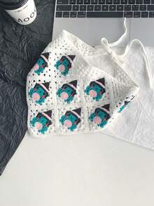 1pc Halloween Sweet & Cool Skeleton Knitted Triangle Bandana Headband For Women, Thin Spring/Summer Outdoor Photography Headscarf, Personalized Headwrap Hat, Cute Handmade Crochet Hair Accessory, Pumpkin/Cobweb/Vampire/Mummy/Ghost - Multicolor - View 10