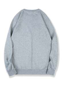 2026New Fashionable Casual Slogan Print Men's Crew Neck Sweatshirt - 淺灰色 - 查看 2