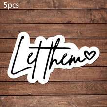 1/2/5件組「Let Them」勵志貼紙組－心理健康與自我關懷貼紙，附愛心裝飾，紙製，適用於子彈日記、計畫本、筆電、水壺、手機殼，優雅藍綠與白色設計 - 彩色 - 查看 11