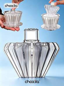 choxila 1pc Plastic Coffee Filter Paper Press, Hand Drip Coffee Filter Paper Assistant, Transparent Cone-Shaped Filter Paper Weight, Suitable For Cone And Cake Filters, Home Brewing Accessory - Clear - View 2