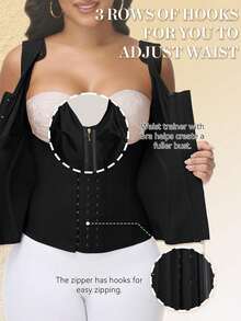 Women's Waist Cincher Belt High Compression Shapewear Double Compression Vest-Style Bra Waist Trainer - Black - View 2