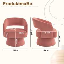 360-degree rotating single sofa chair, makeup dressing chair, shoe-changing bench, living room leisure backrest armchair. - Pink - Übersicht 2