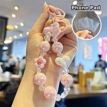 Sweet Bow & Heart Beaded Phone Chain, Multi-Color Dreamy Transparent Bead Wrist Strap, Detachable Phone Charm, Suitable For Phone Case & Bag Decoration, Sold Individually - Multicolor - View 11
