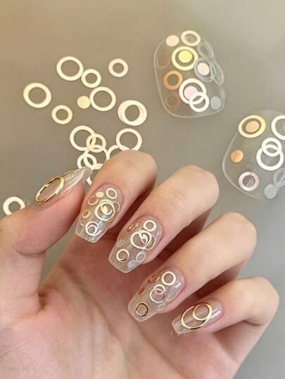 1/2 cajas de nuevas lentejuelas de arte de uñas con círculo hueco y brillo, decoraciones de brillo para arte de uñas, accesorios para uñas, arte de uñas estilo japonés, igual que en el salón de uñas