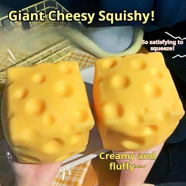 Melojoy Grande balle anti-stress en forme de fromage à rebond lent, balle de tofu malléable créative, cadeau d'anniversaire, cadeau surprise, cadeau saisonnier pour les fêtes