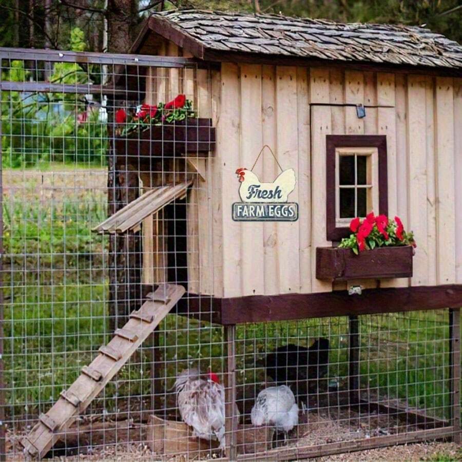 Home Front Door Wall Decor, Farmhouse Chicken Theme Wooden Sign, Indoor/Outdoor Decorative Plaque, Party Decoration, Suitable For Living Room, Front Door, Kitchen, Bedroom, Gift For Friends And Family - A - View 1