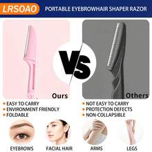 8pcs/Set Exquisite Packaging Neutral Facial Razor With Storage Box, Eyebrow Trimmer And Facial Hair Remover, Facial Hair Removal, Neutral Facial Razor, Trimming Tool, With Precision Sleeve, Hair Remover, Eyebrow Trimmer, Convenient For Travel - Multicolor - View 5