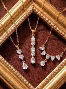 1 Peça Novo Colar de Zircônia Cintilante, Estilo Requintado de Alta Qualidade, Artesanato de Gotejamento de Óleo, Banhado a Ouro 14K, Joia de Material de Cobre, Adequado para Esposas e Mães Usarem, Criando um Visual de Luxo Diário. Combina Facilmente com Looks Diários de Meninas, Festas de Férias na Praia, Festivais de Música, Viagens e Ocasiões de Turismo. Joia Charmosa para Mulheres. Pulseiras e Colares Femininos. Pequenos Acessórios. - Multicolorido - Visão 1