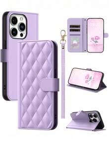 1件淺紫色高級PU多功能時尚錢包手機殼，Apple 17 Pro Max手機殼附可拆卸手機掛繩，新款Apple 17手機殼蓋附3D刺繡，全包防摔保護殼兼容Apple 16手機殼，磁吸翻蓋手機殼兼容Apple 17手機殼，精美卡槽手機殼適用於Galaxy S26 Ultra/S25 Ultra/S24 Ultra/S23 Ultra，適合作為禮物的手機殼，實用的Honor手機殼配件 - 紫色 - 查看 1