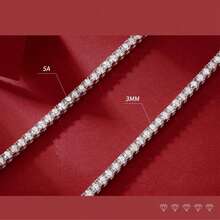 MDFUN 2件組混金屬層次項鍊套組，不鏽鋼迴紋針/橢圓鏈條 + 銅色 3mm CZ 鑽石網球疊戴項鍊，女款 - 白色 - 查看 4