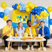 133pcs Blue And Yellow Balloon Arch Kit With Light Blue And Yellow Balloons For Lemon BabyShower Graduation Birthday Party Anniversary Wedding Decorations - Style 1 - View 3