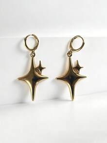 1 Pair Fashion Minimalist Four-Pointed Star Earrings Suitable For Daily Wear - Gold - View 3