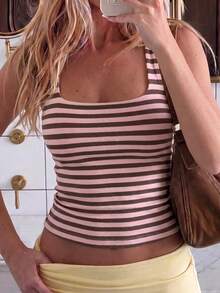 Women's Summer Y2K Sexy Young Commuter Versatile Solid Color Top - Pinkish Brown - View 10