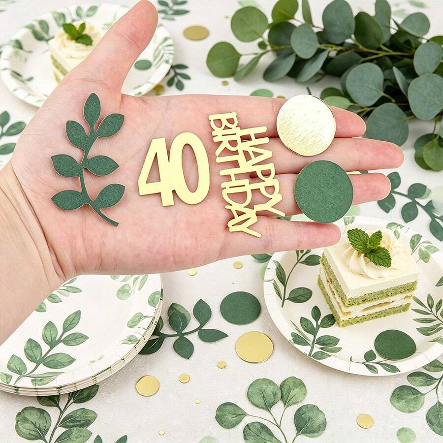 100件裝彩色紙屑 40歲生日快樂葉子造型生日派對裝飾 - 40 - 查看 1