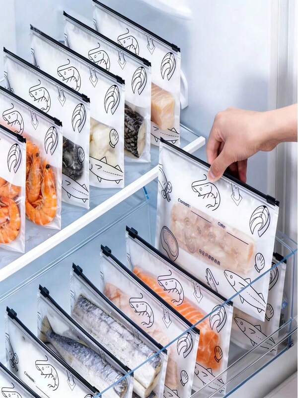 10/30 piezas Bolsas de almacenamiento de alimentos reutilizables de papel de aluminio antibacteriano, bolsas de congelador resellables, aptas para microondas, adecuadas para la conservación y organización de alimentos